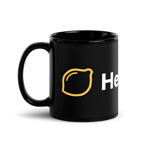HerrCitrus - Schwarze, glänzende Tasse mit Druck