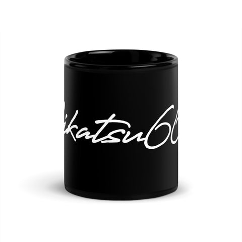Aikatsu666 - Schwarze glänzende Tasse mit Druck