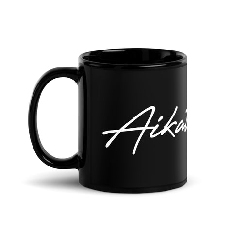 Aikatsu666 - Schwarze glänzende Tasse mit Druck