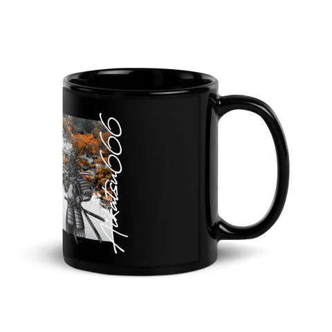Aikatsu666 - Schwarze glänzende Tasse mit Druck
