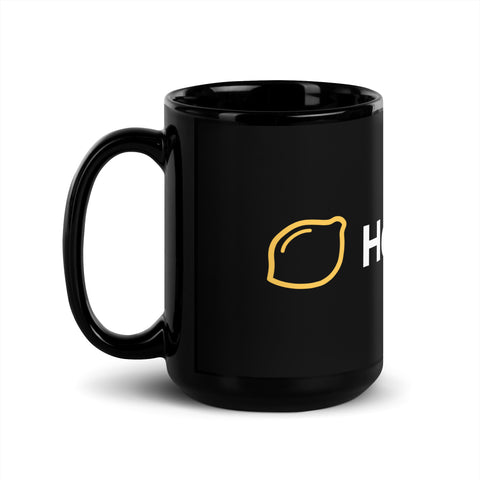 HerrCitrus - Schwarze, glänzende Tasse mit Druck
