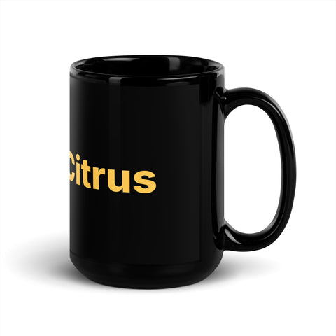 HerrCitrus - Schwarze, glänzende Tasse mit Druck