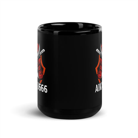 Aikatsu666 - Schwarze glänzende Tasse mit Druck