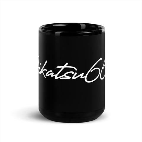 Aikatsu666 - Schwarze glänzende Tasse mit Druck