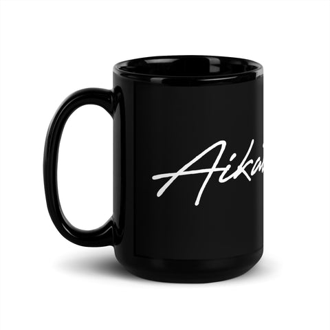 Aikatsu666 - Schwarze glänzende Tasse mit Druck