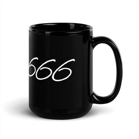 Aikatsu666 - Schwarze glänzende Tasse mit Druck