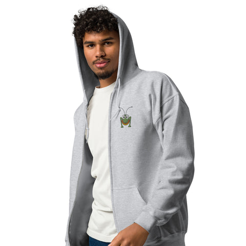 grashuepferjack - Unisex-Zip-Hoodie mit Stick und Druck