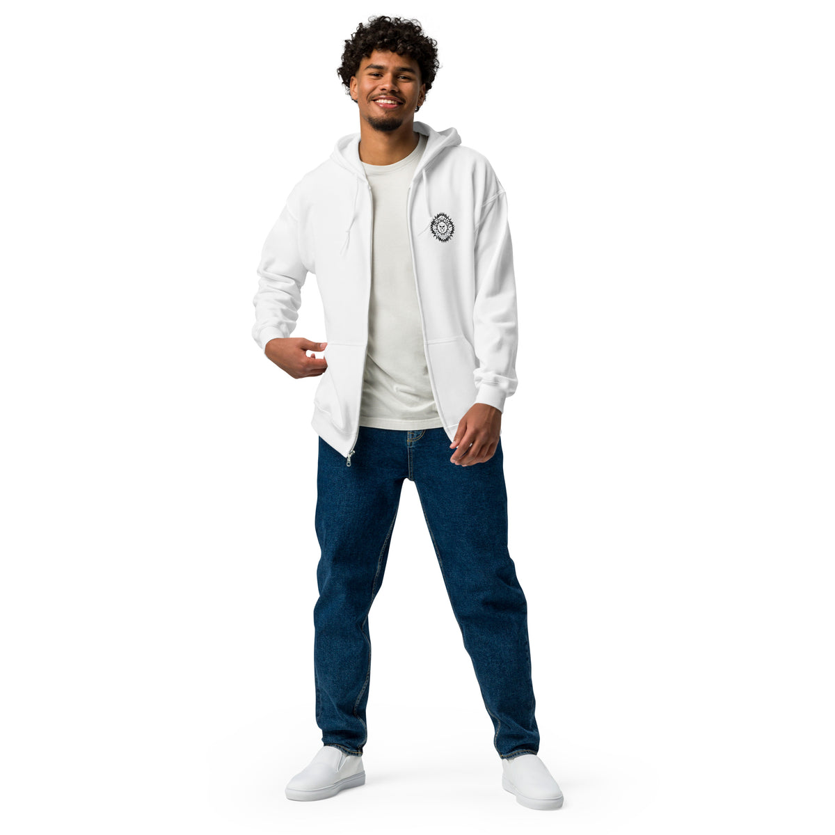 Momomski961 - Unisex-Zip-Hoodie mit Stick und Druck