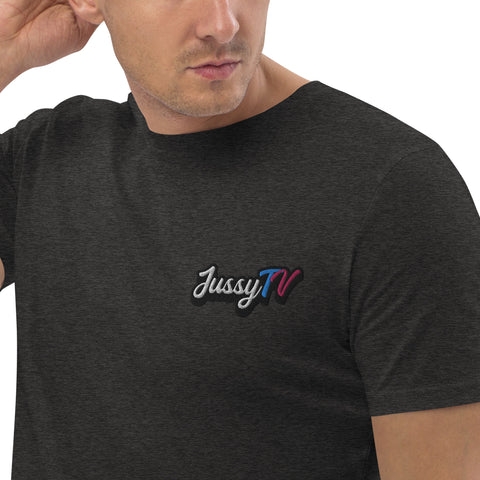 JussyTv_ - Unisex-T-Shirt aus Bio-Baumwolle mit Stick und Druck