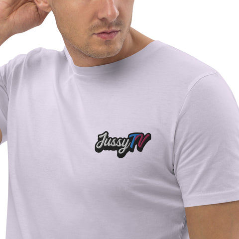 JussyTv_ - Unisex-T-Shirt aus Bio-Baumwolle mit Stick und Druck