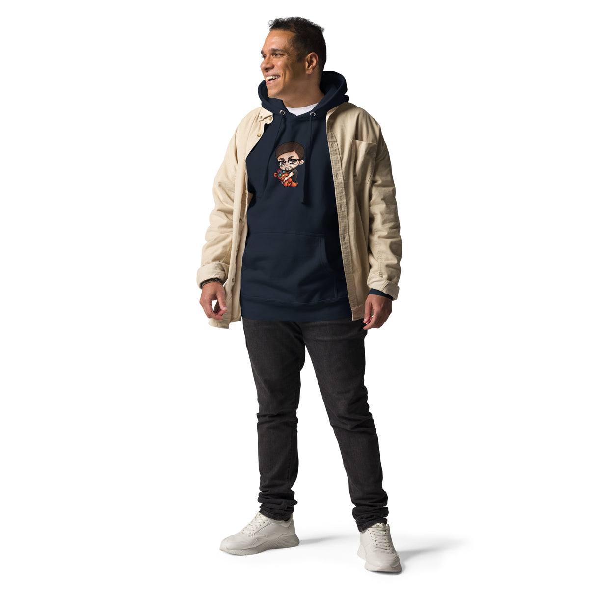 Larryfromspain - Unisex-Premium-Hoodie mit beidseitigem Druck
