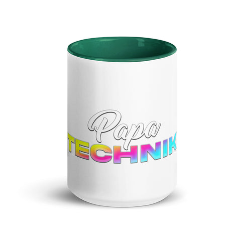 PapaTechnik - Weiße Tasse mit gefärberter Innenseite und Druck