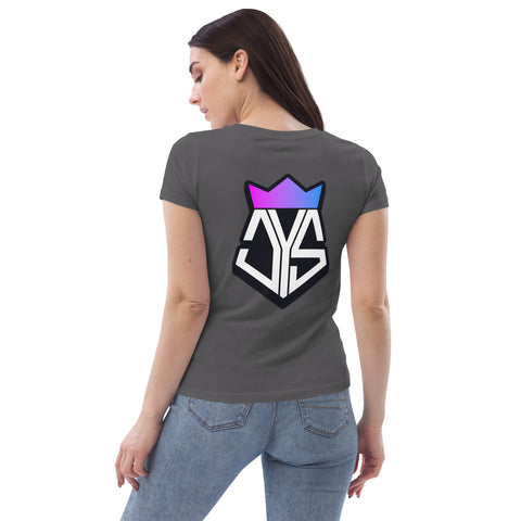 JussyTv_ - Enganliegendes-Damen-T-Shirt aus Bio-Baumwolle mit Stick und Druck