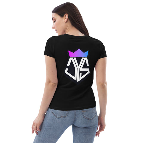 JussyTv_ - Enganliegendes-Damen-T-Shirt aus Bio-Baumwolle mit Stick und Druck