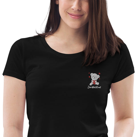 DerWutKnut - Enganliegendes-Damen-T-Shirt aus Bio-Baumwolle mit Stick