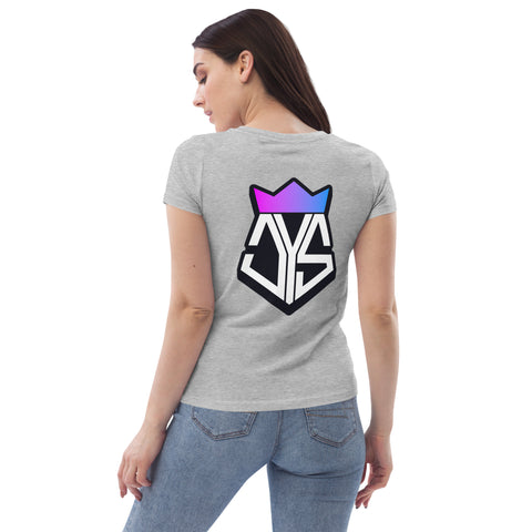 JussyTv_ - Enganliegendes-Damen-T-Shirt aus Bio-Baumwolle mit Stick und Druck