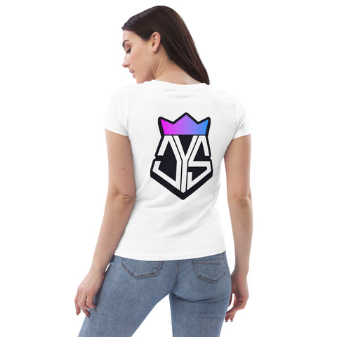 JussyTv_ - Enganliegendes-Damen-T-Shirt aus Bio-Baumwolle mit Stick und Druck