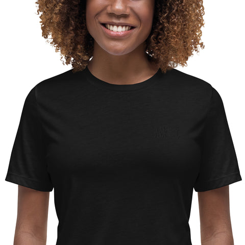 LuiTheDinosaur - Lockeres-Damen-T-Shirt mit Stick und Druck