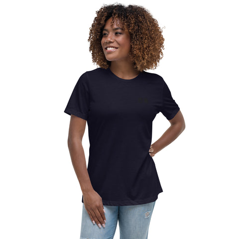 LuiTheDinosaur - Lockeres-Damen-T-Shirt mit Stick und Druck