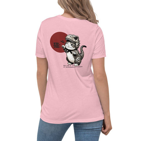LuiTheDinosaur - Lockeres-Damen-T-Shirt mit Stick und Druck