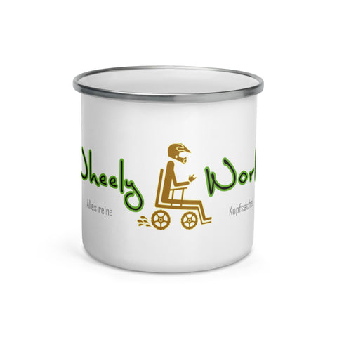 WheelyWorld - Emailletasse mit Druck