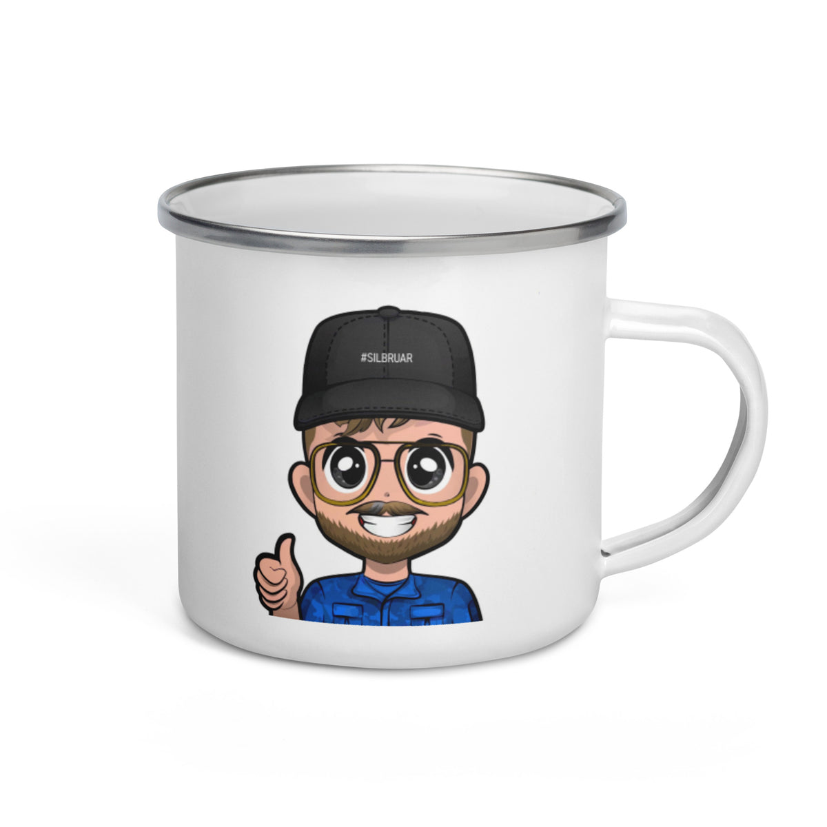 Silbruar - Emailletasse mit Druck