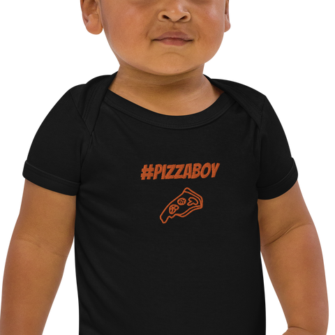 PizzaBoyOnAir - Baby-Body Pizzaboy aus Bio-Baumwolle mit Stick
