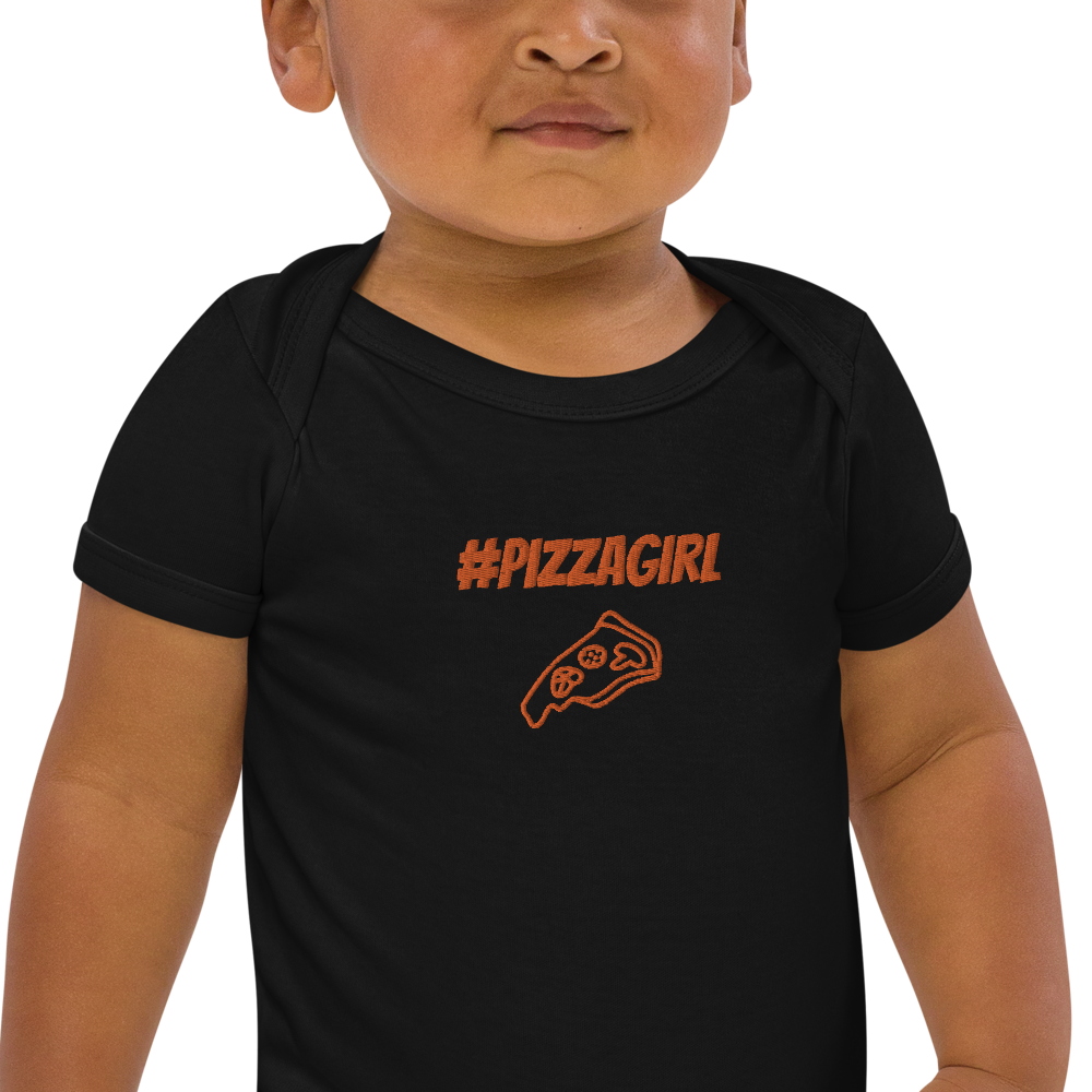 PizzaBoyOnAir - Baby-Body Pizzagirl aus Bio-Baumwolle mit Stick