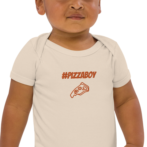 PizzaBoyOnAir - Baby-Body Pizzaboy aus Bio-Baumwolle mit Stick