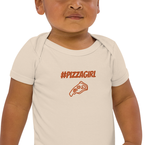 PizzaBoyOnAir - Baby-Body Pizzagirl aus Bio-Baumwolle mit Stick