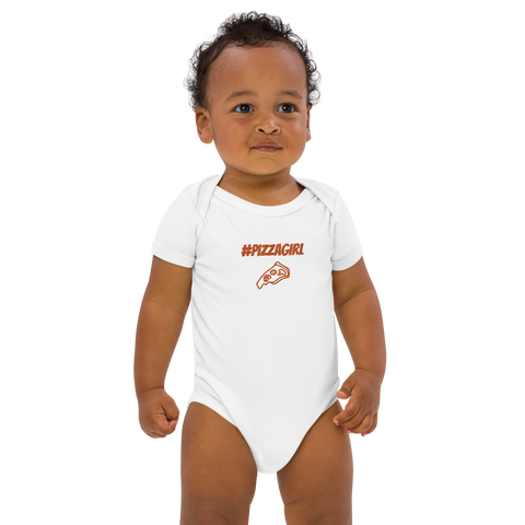 PizzaBoyOnAir - Baby-Body Pizzagirl aus Bio-Baumwolle mit Stick