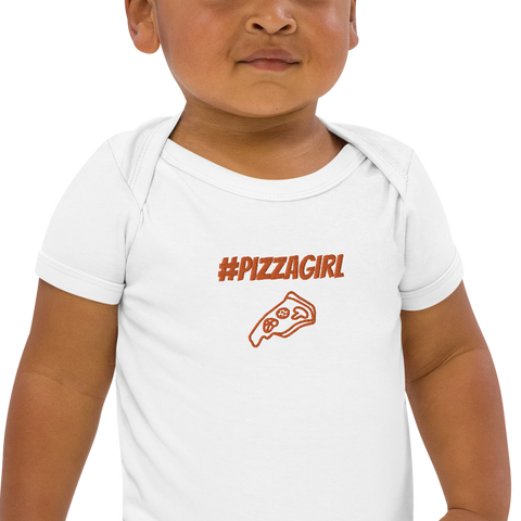 PizzaBoyOnAir - Baby-Body Pizzagirl aus Bio-Baumwolle mit Stick