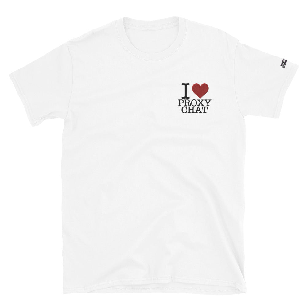 Schmier316 - "I Love Proxy Chat" Herren-T-Shirt mit Stick