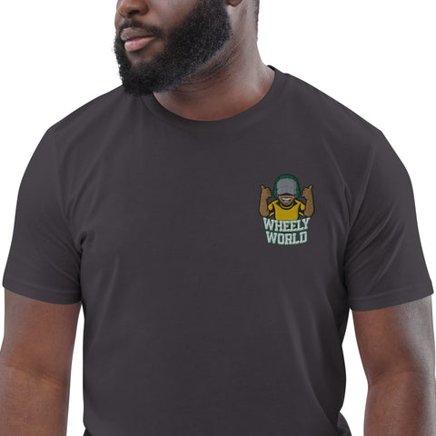 WheelyWorld - Herren-T-Shirt aus Bio-Baumwolle mit Stick und Druck
