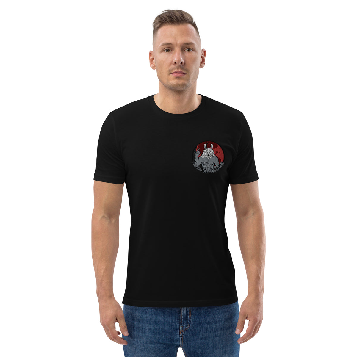LycosOnGaming - Herren-T-Shirt aus Bio-Baumwolle mit Stick