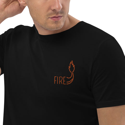 For Gamers - Herren-Team-Fire-T-Shirt aus Bio-Baumwolle mit Stick
