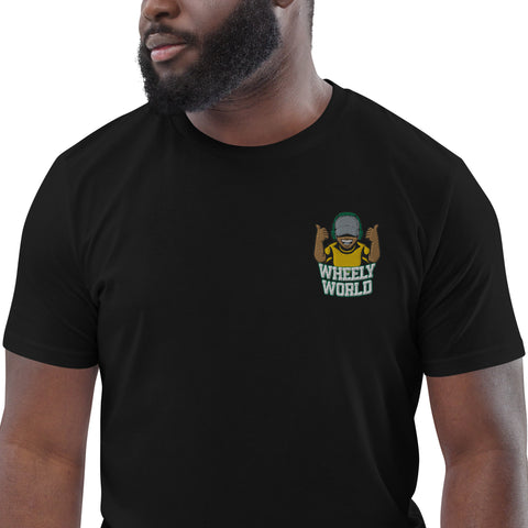 WheelyWorld - Herren-T-Shirt aus Bio-Baumwolle mit Stick und Druck