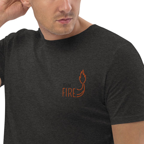 For Gamers - Herren-Team-Fire-T-Shirt aus Bio-Baumwolle mit Stick