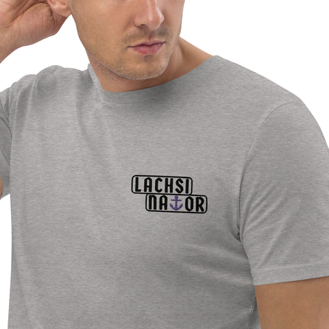 Lachsinator - Herren-T-Shirt aus Bio-Baumwolle mit Stick