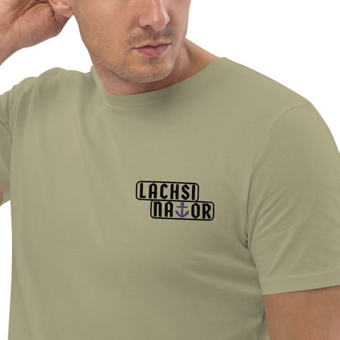 Lachsinator - Herren-T-Shirt aus Bio-Baumwolle mit Stick