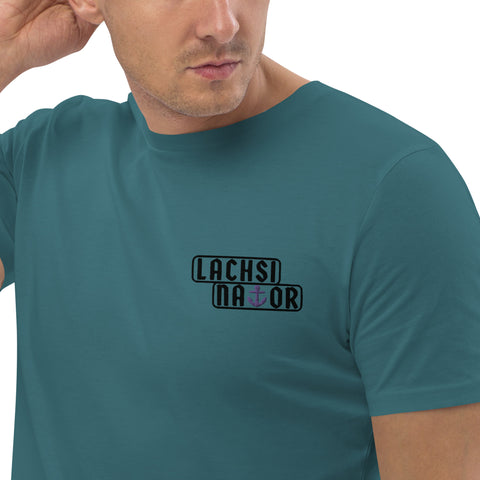 Lachsinator - Herren-T-Shirt aus Bio-Baumwolle mit Stick