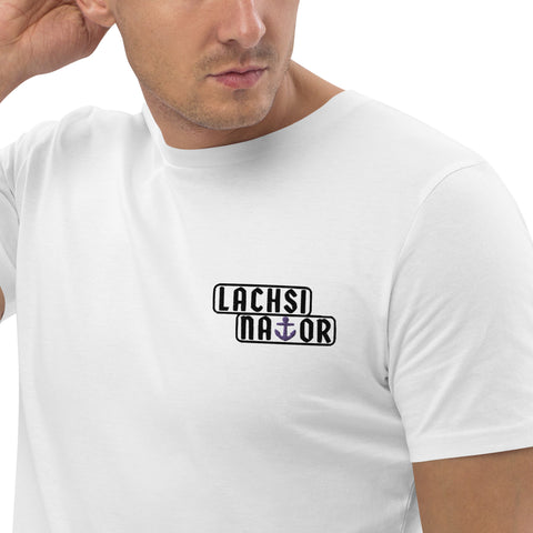 Lachsinator - Herren-T-Shirt aus Bio-Baumwolle mit Stick