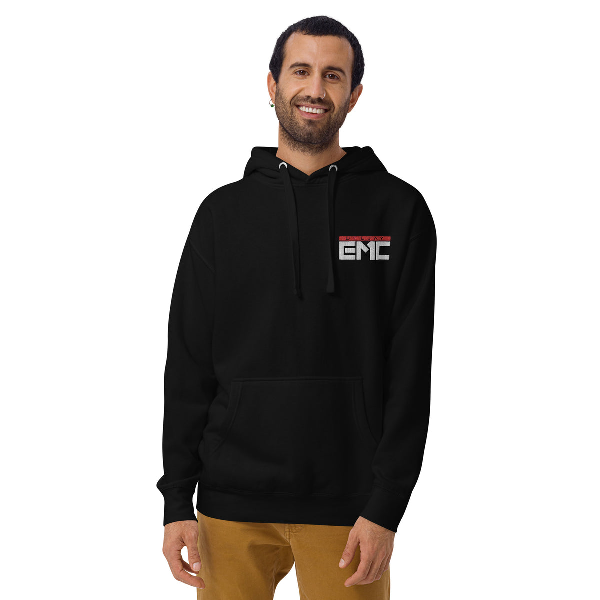 Twitcherlab/DJ-EMC - Premium-Hoodie mit weißem Stick und Außenetikett