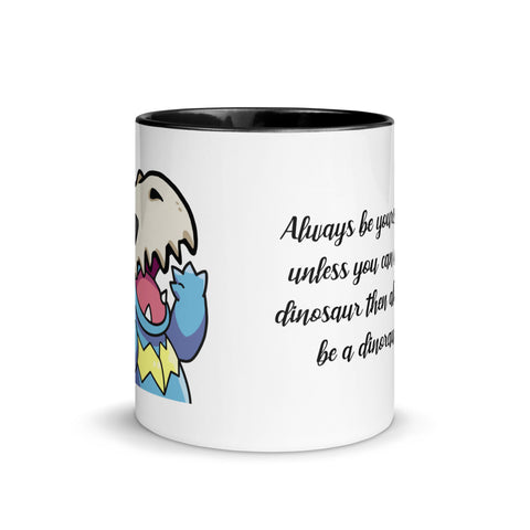 LuiTheDinosaur - Weiße Tasse mit gefärbter Innenseite und Druck