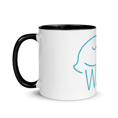LuiTheDinosaur - Weiße Tasse mit gefärbter Innenseite und Druck