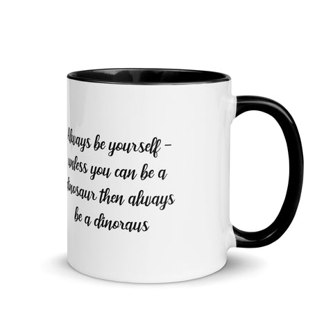 LuiTheDinosaur - Weiße Tasse mit gefärbter Innenseite und Druck