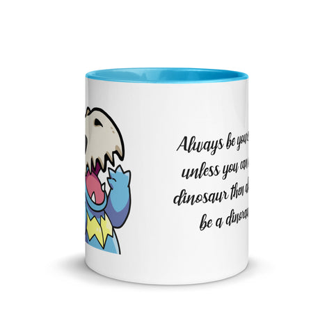 LuiTheDinosaur - Weiße Tasse mit gefärbter Innenseite und Druck