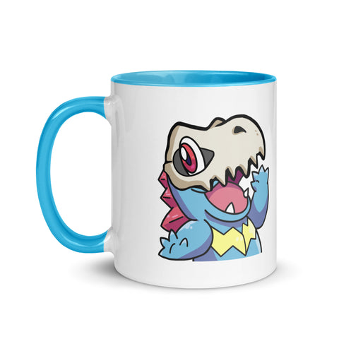 LuiTheDinosaur - Weiße Tasse mit gefärbter Innenseite und Druck