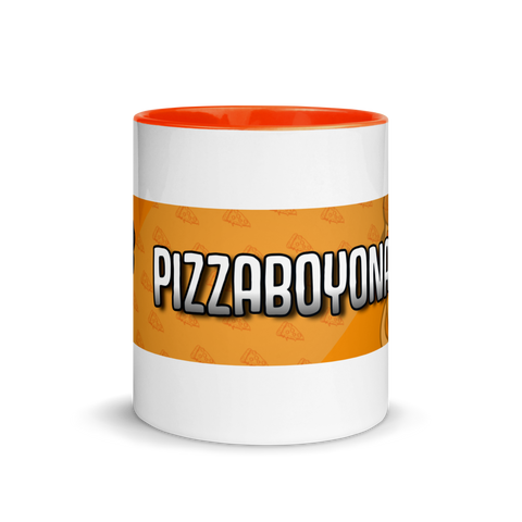 PizzaBoyOnAir - Weiße Tasse mit gefärbter Innenseite