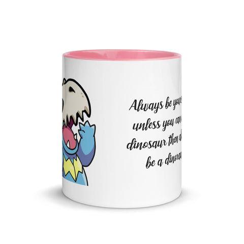 LuiTheDinosaur - Weiße Tasse mit gefärbter Innenseite und Druck